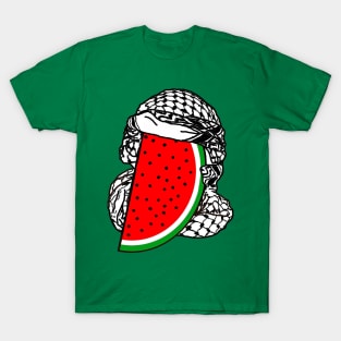 Free Palestine Watermelon Keffiyeh - Wrapped - Front T-Shirt